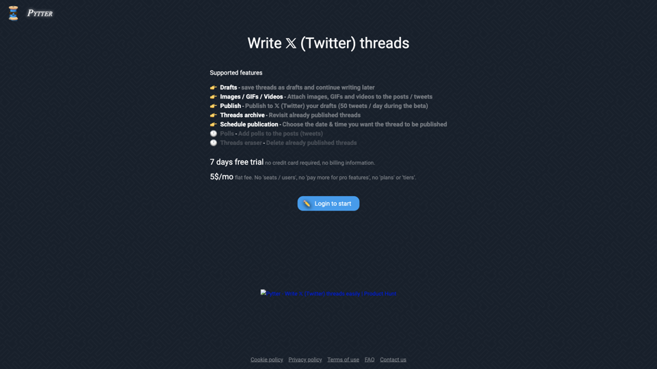 Pytter - Escreva threads no 𝕏 (Twitter) facilmente