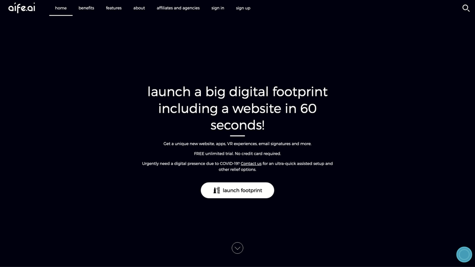 AIFE.AI: Launch a big digital footprint including a website in 60 seconds!