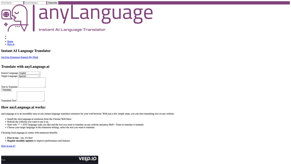 AnyLanguage.ai - Extension de Traduction Linguistique par IA Instantanée