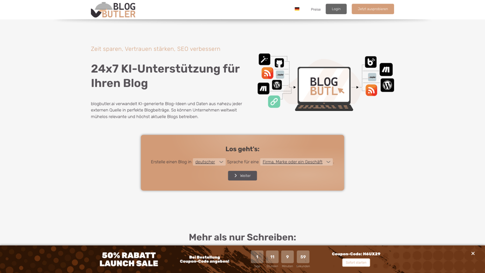 Blogs automatisiert schreiben - blogbutler.ai