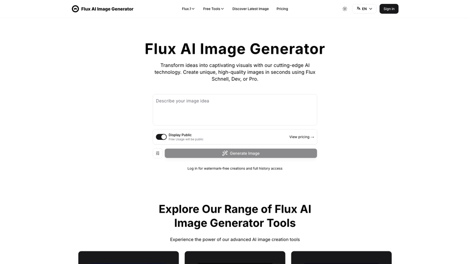 Générateur d'images Flux AI gratuit en ligne - Flux AI