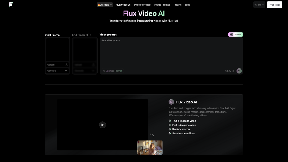 Flux Video AI - Онлайн-генератор видео из изображений | flux-ai.io