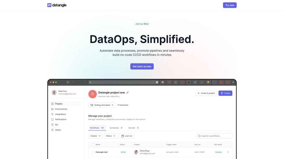 Datangle | 簡化 DataOps。