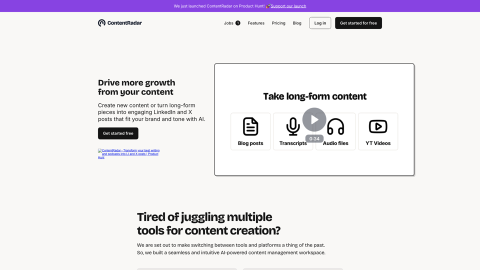 ContentRadar - Create and repurpose content super fast