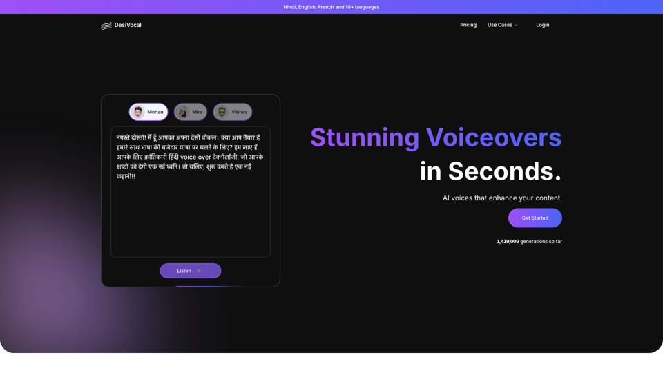 Free Text To speech and AI Voice generator | DesiVocal