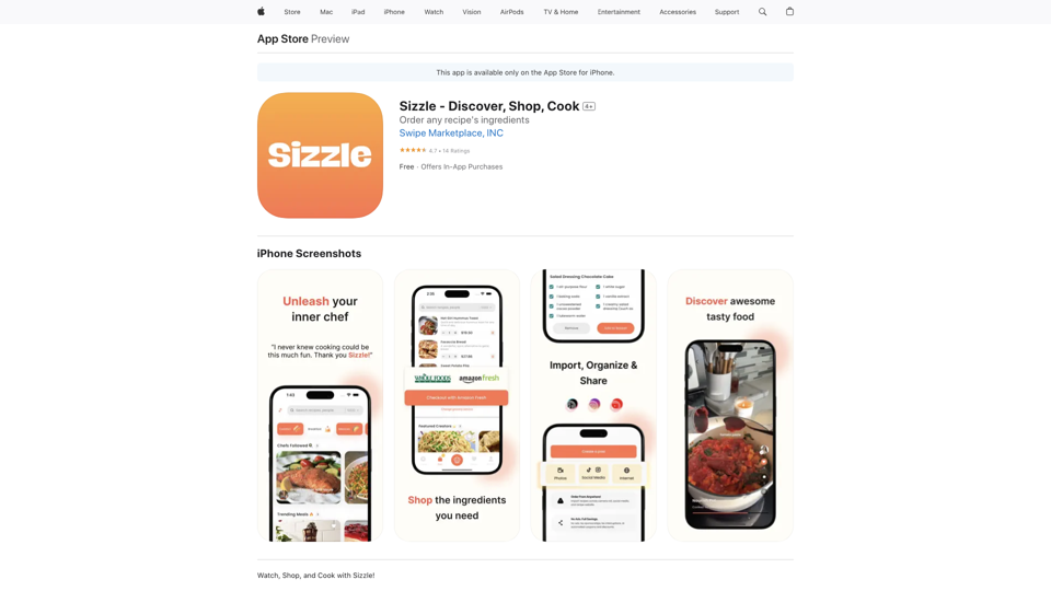 Sizzle - Entdecken, Einkaufen, Kochen im App&nbsp;Store