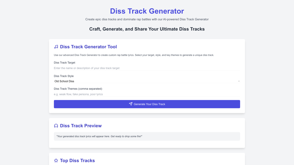 Diss Track Generator | Create Epic Rap Battles Online