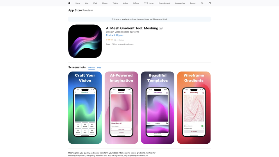 AI Mesh Gradient Tool: Meshing on the App&nbsp;Store