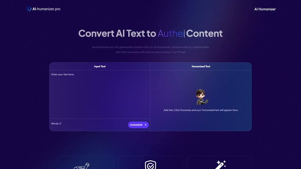 AIHumanizer - Convert AI Text to Authentic &amp; Undetectable Content