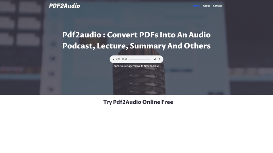 PDF2Audio: Converter PDFs em áudio