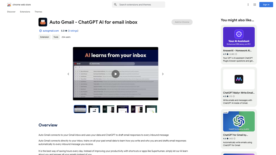 Auto Gmail - ChatGPT AI for email inbox - Chrome Web Store
