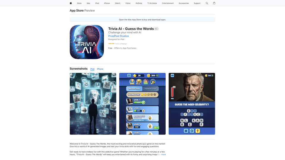 Trivia AI - Devinez les mots sur l'App Store